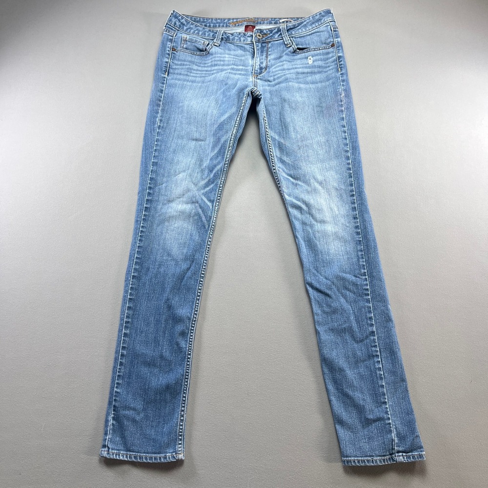 Arizona Jean Co Super Skinny Jeans Juniors 11 Blue Denim Cotton Stretch Low Rise